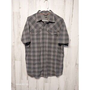 Outdoor Research Shirt Mens XL Gray Pagosa Plaid Button Front Stretch